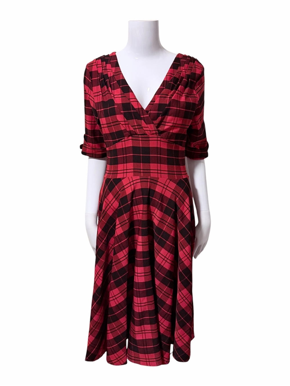 Unique Vintage Delores Plaid Swing Dress Size Large - Picture 2 of 8